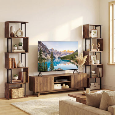 5-Tier Modern Bookshelf with Sturdy Metal Frame for Home Office and Living Room