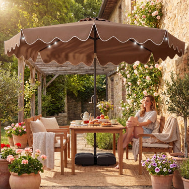 3M Solar LED Patio Umbrella with Weighted Base and Sandbags