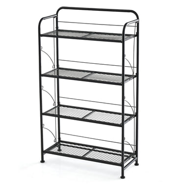 Folding Plant Stand, 4-Tires Collapsible Plant Rack with Adjustable Shelf, Adjustable Feet - PatiojoyAU