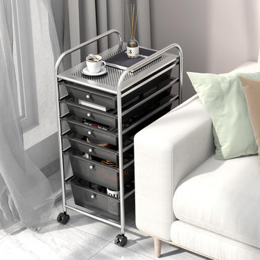 Rolling Storage Cart with Removable Drawers and Lockable Wheels for Home Office School