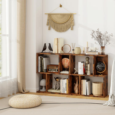 3-Tier Bookshelf Display Shelf for Small Space Wooden Nightstand