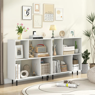 Open Shelf Bookcase with 4 Compartments for Living Room Bedroom