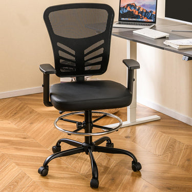 Height-adjustable Swivel Task Drafting Chair with Adjustable Armrests