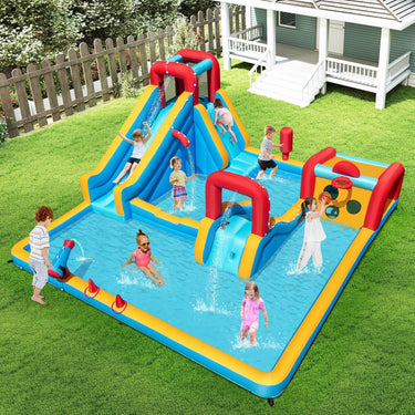 Inflatable Water Park, Water Slide w/Climbing Wall, Boxing Post