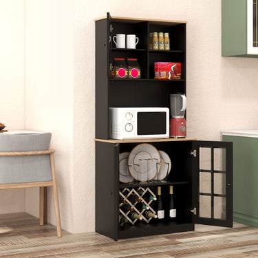 Giantex Kitchen Buffet Sideboard with Hutch, 183cm Freestanding Pantry Cabinet with Adjustable Shelf