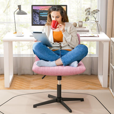 Criss Cross Legged Chair No Wheels with Wide Padded Seat and Adjustable Height