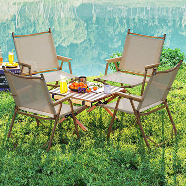 Set of 2 Folding Camp Chairs Lightweight Portable with Armrests