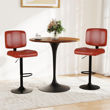 Modern Swivel Bar Stools Set of 2 with Adjustable Height and PU Leather Padded Seat