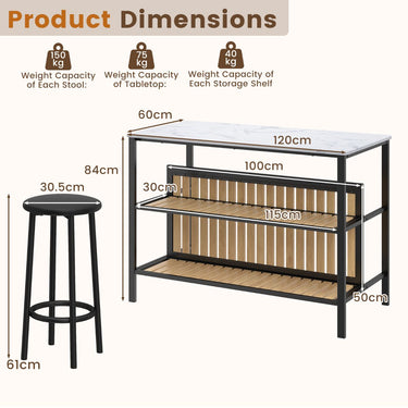 Kitchen Island Dining Table Chair bar Stool Counter Height Set
