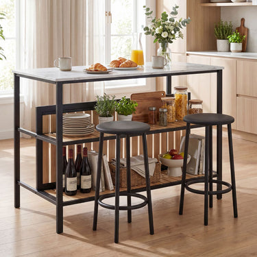 Kitchen Island Dining Table Chair bar Stool Counter Height Set