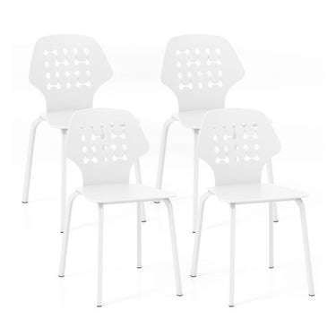 Modern Metal Dining Chair Set of 4 with Hollowed Backrest