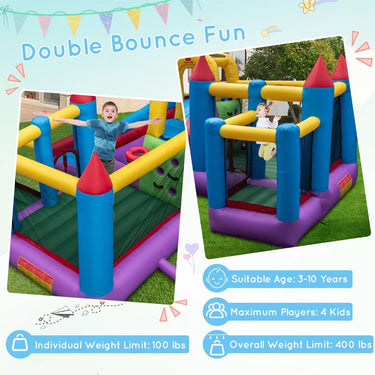 5-in-1 Inflatable Bounce House with Slide & Trampoline