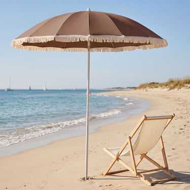 215cm Patio Umbrella with Fringe Boho Tassel Umbrella for Outdoor