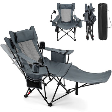 2-in-1 Camping Chair with Detachable Footrest and 3-Level Backrest