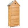 Lockable Fir Wood Garden Tool Storage Cabinet with shelves for Garden - PatiojoyAU