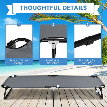 Portable Folding Camping Cot with Sturdy Metal Frame for Camping