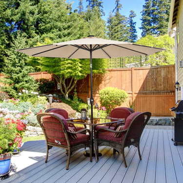 3m Patio Market Umbrella with Solar LED & Adjustment Crank - PatiojoyAU