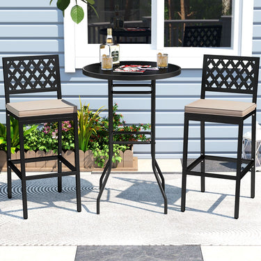 69 cm Outdoor Bar Stools Set of 2 with Removable Cushions