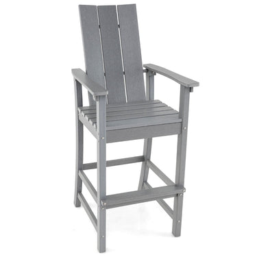 Outdoor Tall Adirondack Chair Bar Stool with Backrest and Footrest - PatiojoyAU