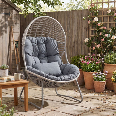 PE Wicker Egg Chair with Removable Seat and Back Cushion