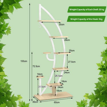 6-Tier Tall Metal Plant Stand Rack with Top Hook for Balcony/Living Room - PatiojoyAU