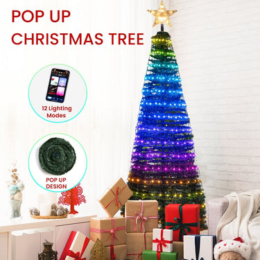 1.9 M Pop-up Lighted Christmas Tree with 12 Light Modes