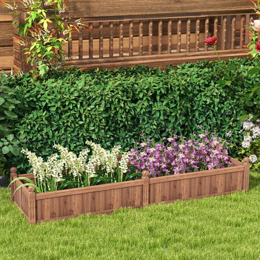 230 x 59 x 40 CM Wood Raised Garden Bed with Corner Drainage for Backyard - PatiojoyAU