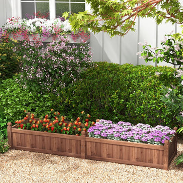230 x 59 x 40 CM Wood Raised Garden Bed with Corner Drainage for Backyard - PatiojoyAU