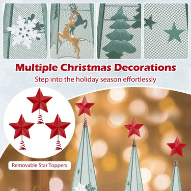 Set of 3 Tower Shaped Christmas Trees with Removable Star Toppers