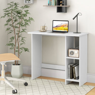 Small Computer Desk Modern Writing Desk with Storage and Adjustable Shelf