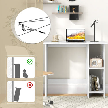 Small Computer Desk Modern Writing Desk with Storage and Adjustable Shelf