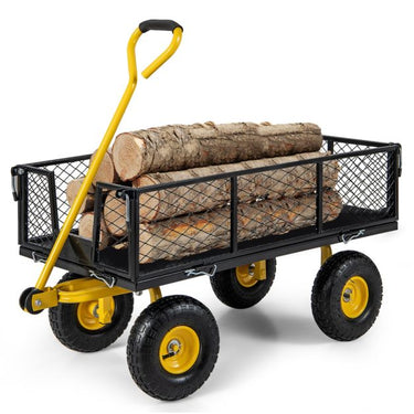 Utility Garden Wagon Outdoor Platform Cart with 4 Removable Side Panels