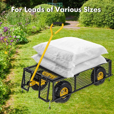 Utility Garden Wagon Outdoor Platform Cart with 4 Removable Side Panels